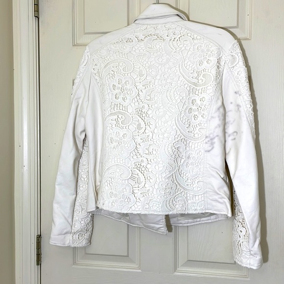 White Leather With Lace Jacket Size Large - Picture 9 of 11